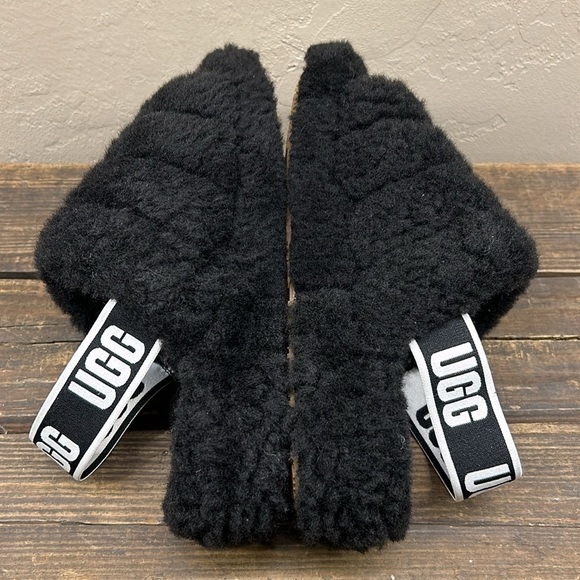 UGG Fluff Yeah Slide Flatform Slippers Sandals Black Size 6 - Picture 8 of 9